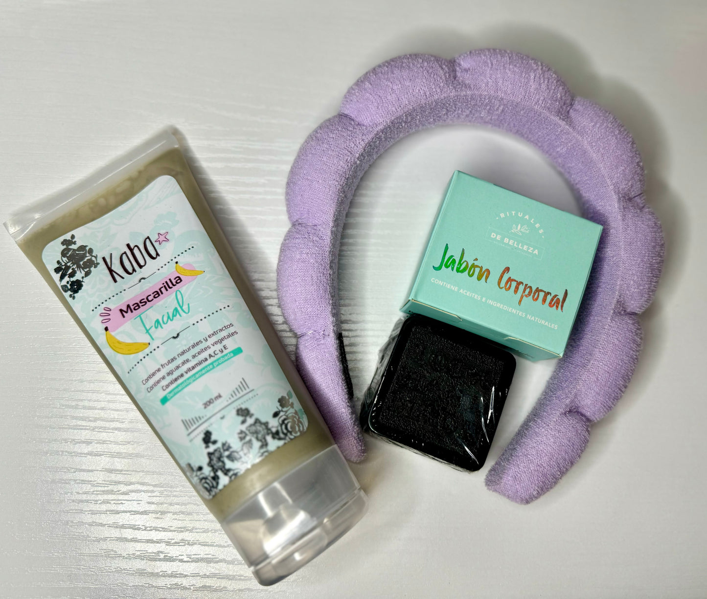 KIT FACIAL, MASCARILLA DE BANANO+JABON DE CARBÓN ACTIVADO+ DIADEMA DE SPA